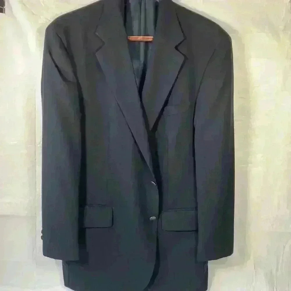 Oscar de la‎ Renta Sport Coat Mens Size 44R Blue Wool Blazer Jacket Gold Buttons
